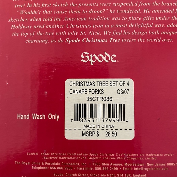 Spode Christmas Tree Set of 4 Canapé Forks - Picture 2 of 5